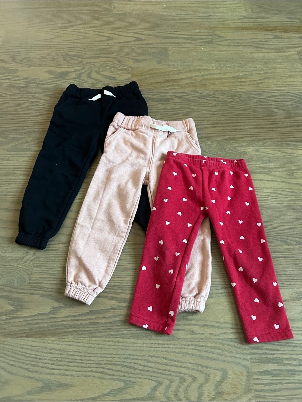 Old Navy Black, Blush and Red Heart Jogger Trio